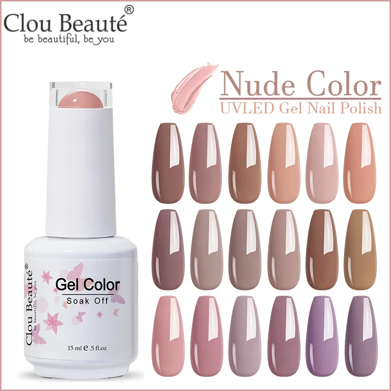 

Clou Beaute Nude Colors 15ml Gel Polish Nail Primer UV Semi Permanent Varnish Art LED Soak Off UV Gel Varnish Lakiery Hybrydowe
