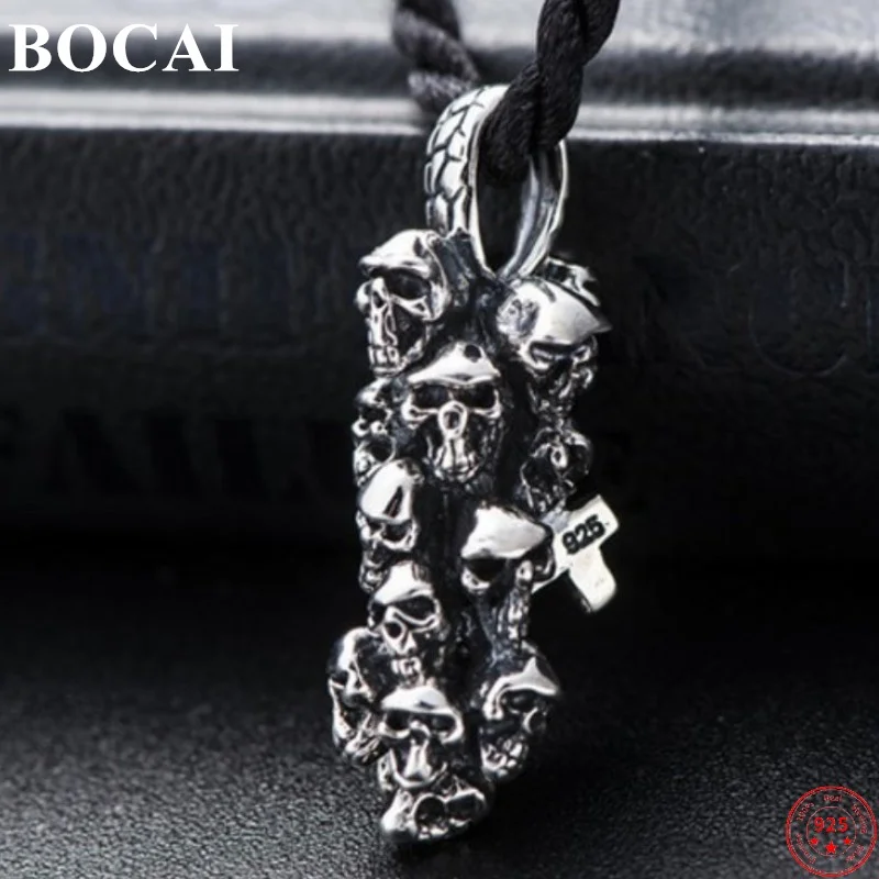 

BOCAI S925 Sterling Silver Pendant Fashion Skeleton Skyll Cluster Trend Hanging Ornaments 2022 Trendy Pure Argentum Jewelry