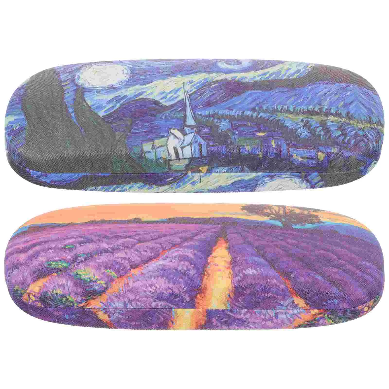 

2 Pcs Oil Painting Glasses Case Lavender Box Eyeglass Cases Holder Cute Hard Shell Man Sunglasses