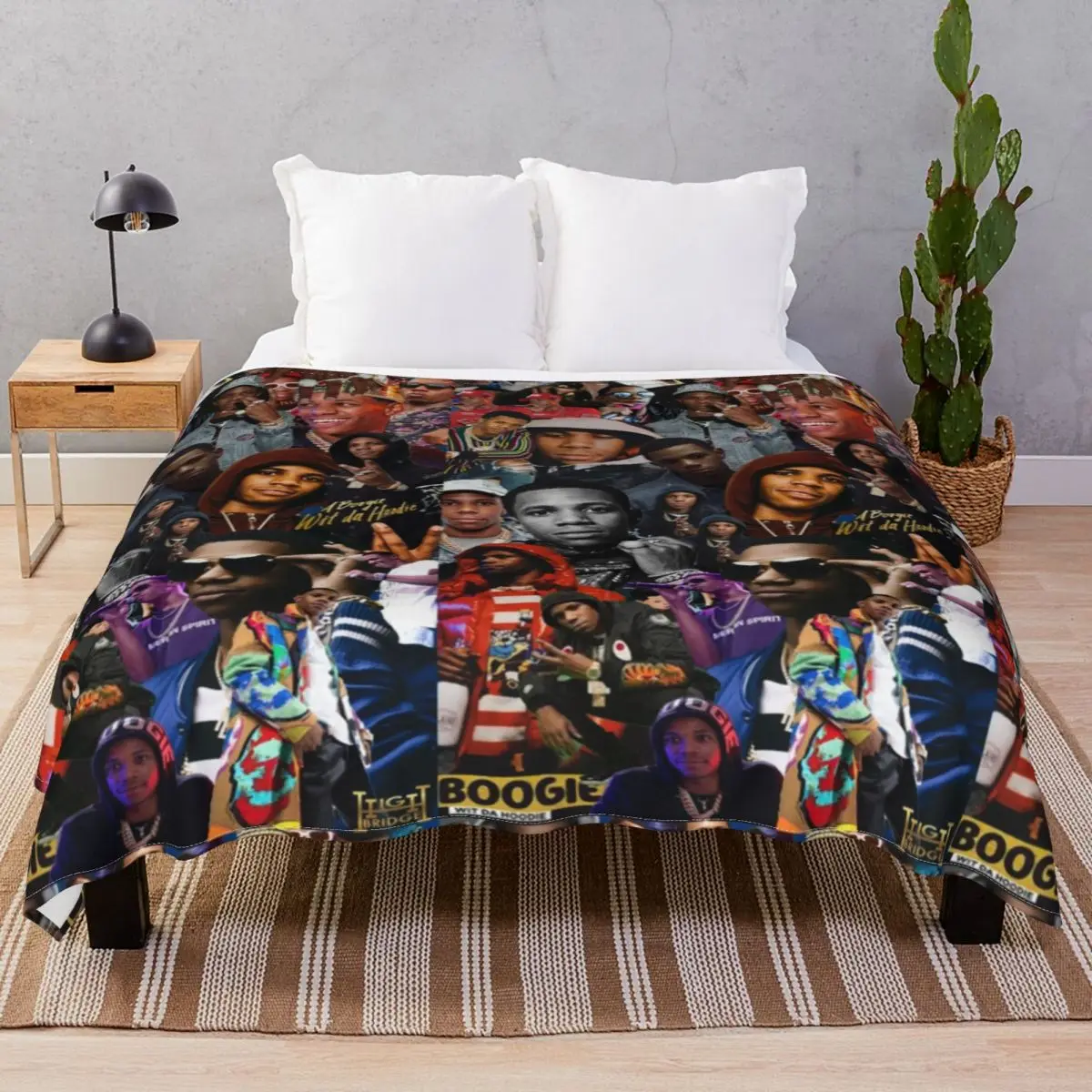 A Boogie Wit Da Hoodie Blanket Flannel Print Super Warm Unisex Throw Blankets for Bedding Home Couch Camp Office