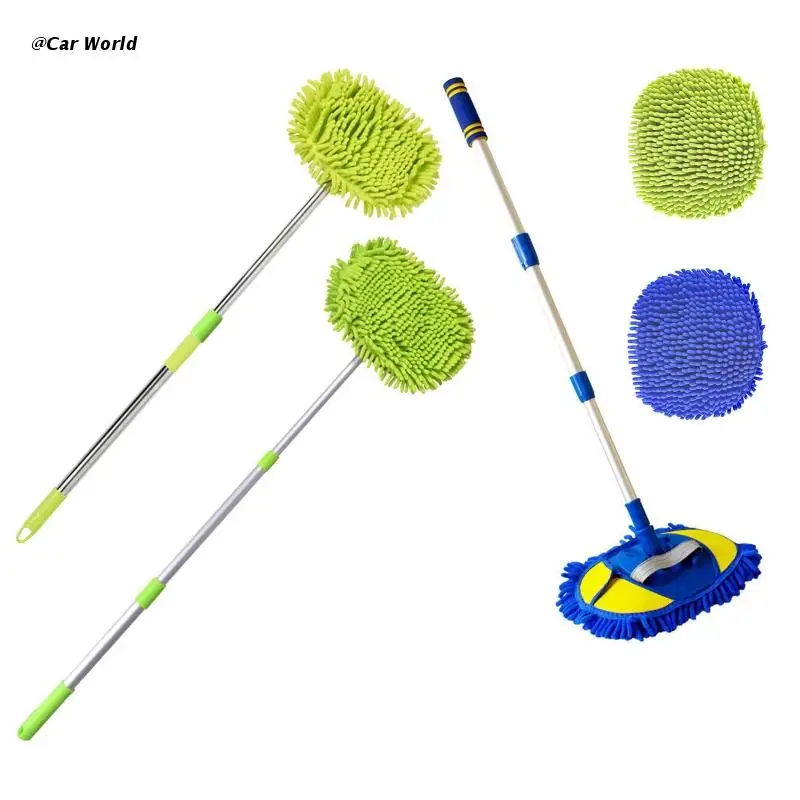 

6XDB Chenille Microfiber Car Wash Brush Mop with Telescopic Long Handle Car Cleaning Brush Duster Not Hurt Paint Scratch Free