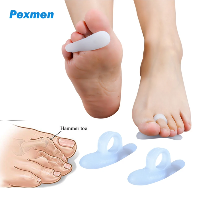 

Pexmen 2Pcs Gel Hammer Toe Corrector Cushions Hammertoe Support Pads for Curled Crooked Claw Mallet Curling Toes Relief