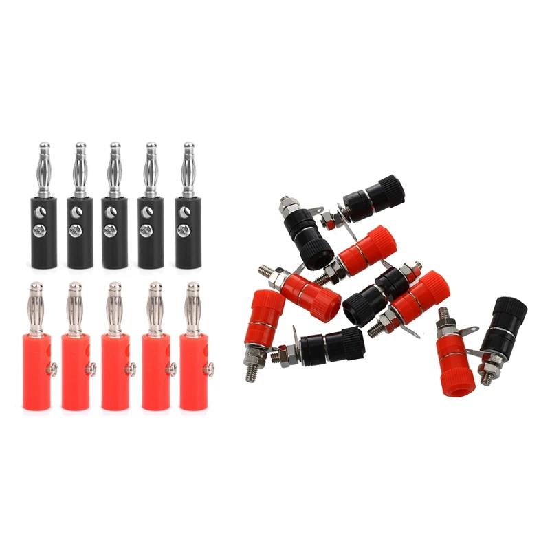 

Top Deals 20 Pcs 3.8Mm Thread 4Mm Banana Plug Socket Red + Blackbinding Post Replacement & Connectors