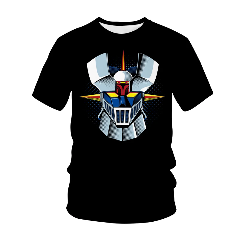 

2021 Mazinger Z Animated Robot Movie Street View 3d Printing MenFashion T-shirt Casual T-shirt Boys and Girls Animated T-shir