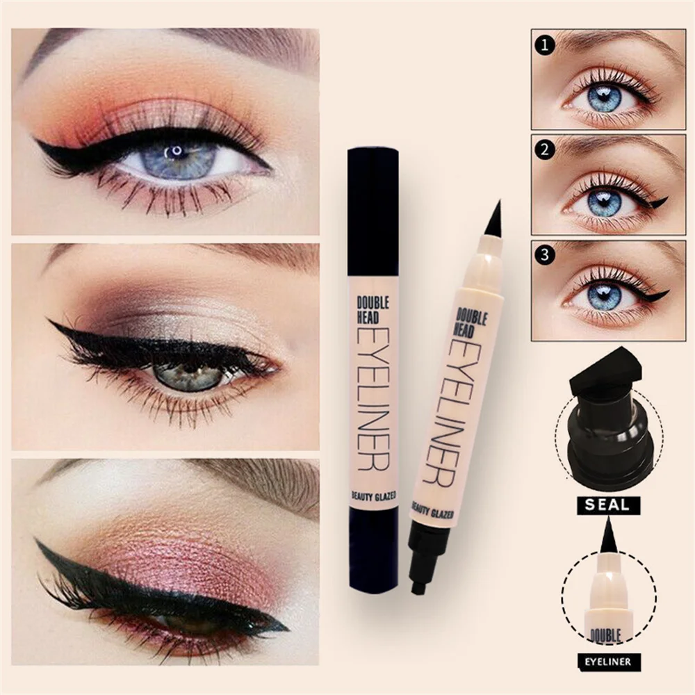 

Eyelash Pen Double Head Ultra-slim Eyeliner Pencil Makeup Eyebrow Pen Quick-drying High Pigment Without Blooming Silkworm Gel