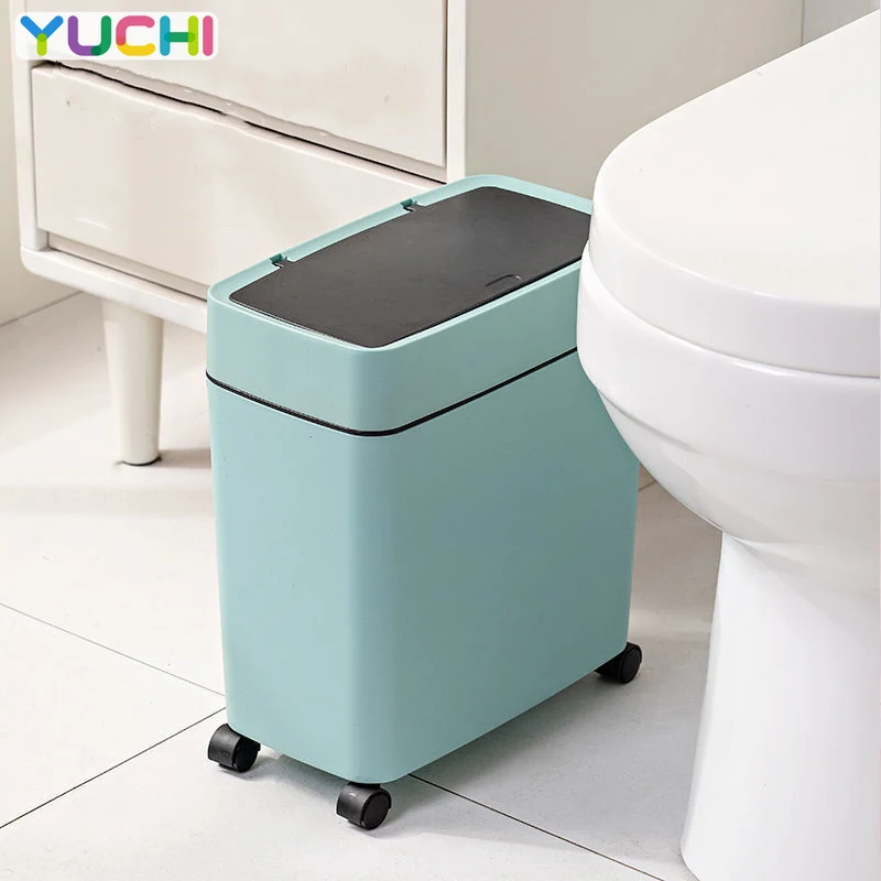 

16L Bathroom Litter Bins Dustbin with Cover Kitchen Toilet Waste Bin Garbage Container Large Trash Can Basket Recycle Cubes Dump