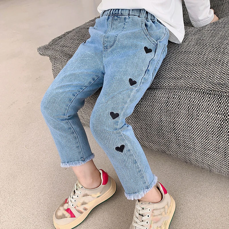 

DIIMUU, детские штаны для девочек, одежда, новые модные джинсы, джинсовые длинные брюки, горячая Распродажа, облегающие брюки для детей