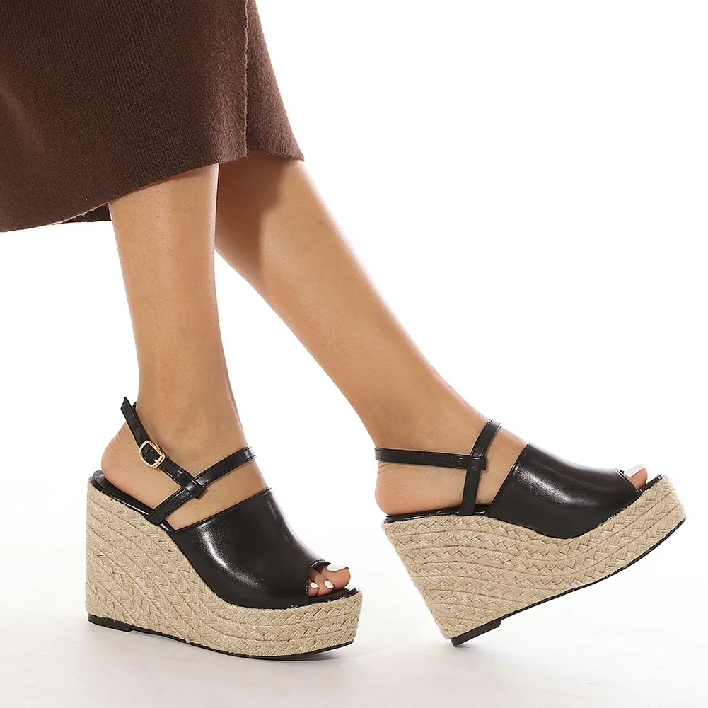 

2023 Espadrille Wedge Sandal Women's Sandals Summer Bohemia Thick Platform High Heels Leisure Comfy Walking