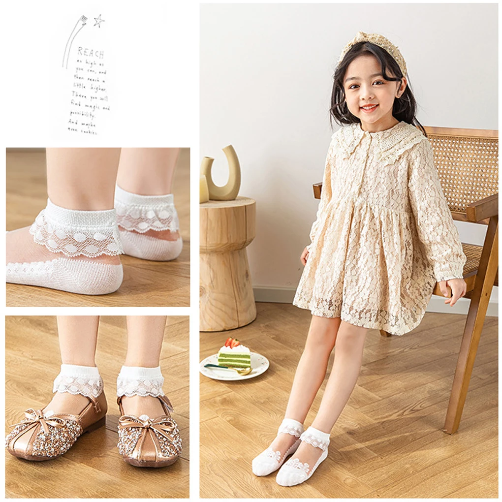 

6Pairs Socks Lace Solid Color Footwear Soft Comfortable Safe Eco Friendly Shoes Accessory Girls Kids Summer Indoor