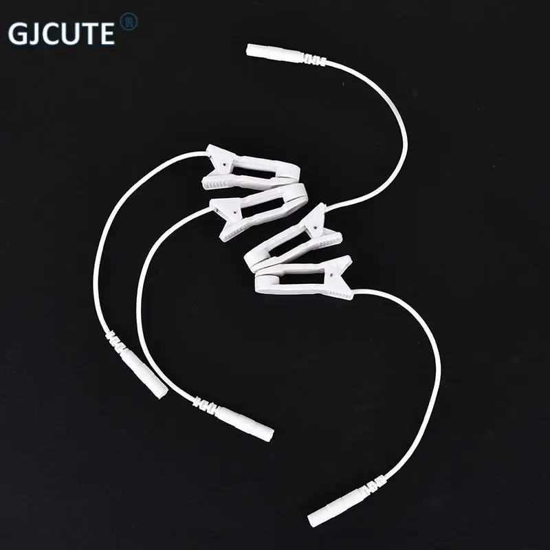 

2Pcs Ear Pain Relief Clip Tens 2.0mm Pin Breast Nipple Electrode Lead Wire Connecting Cable Sleeping Aids for Massagers Earclips