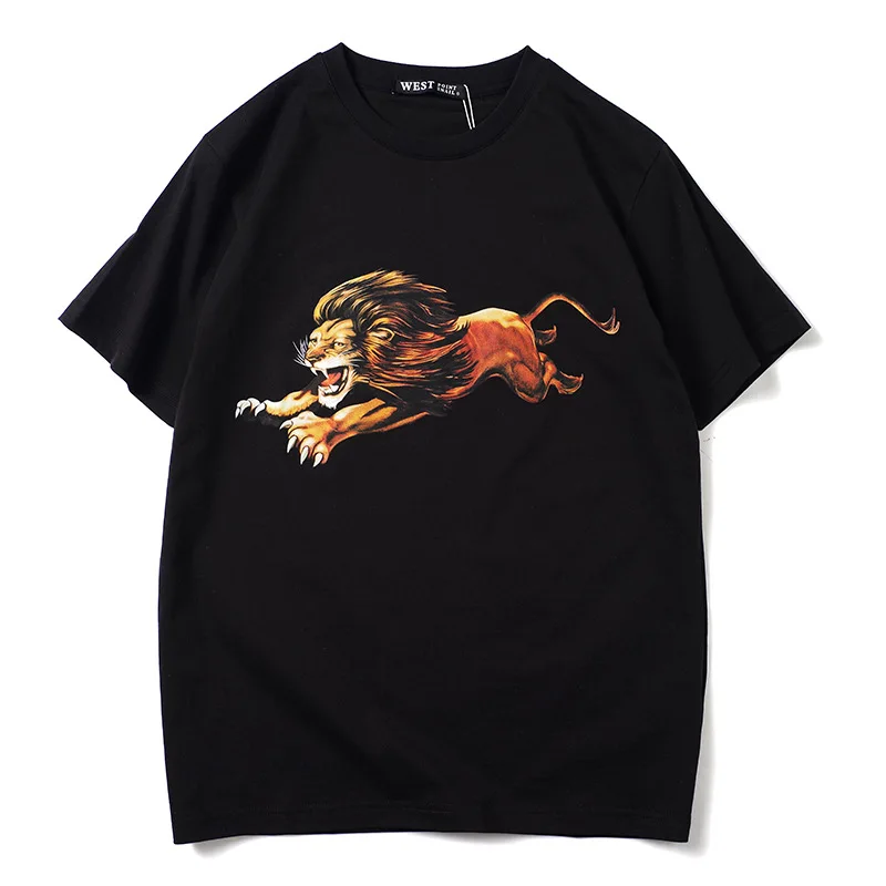 

New luxury Men Novelty High Ferocious lion T Shirts T-Shirt Hip Hop Skateboard Parkour Street Cotton T-Shirts Tee Top N191