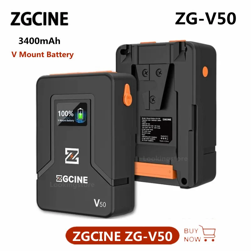 

Аккумуляторная батарея ZGCINE ZG-V50 3400 мАч V-образное крепление, перезаряжаемая литий-ионная батарея PD для быстрой зарядки светодиодного светил...