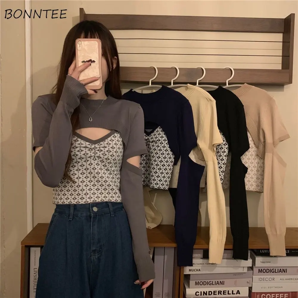 

Женский трикотажный комплект, облегающий Топ с длинным рукавом и принтом, в винтажном стиле