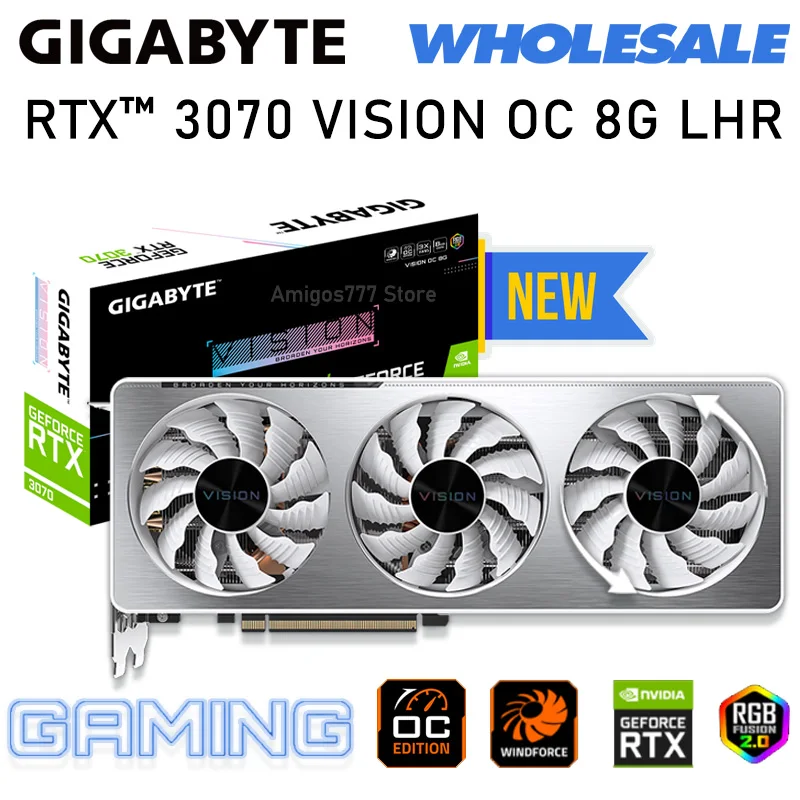 

GDDR6 Gigabyte GeForce RTX 3070 VISION OC 8G 256bit PCI Express 4.0 16X Gaming Graphics Card LHR RTX 3070 Video Card PC GDDR6