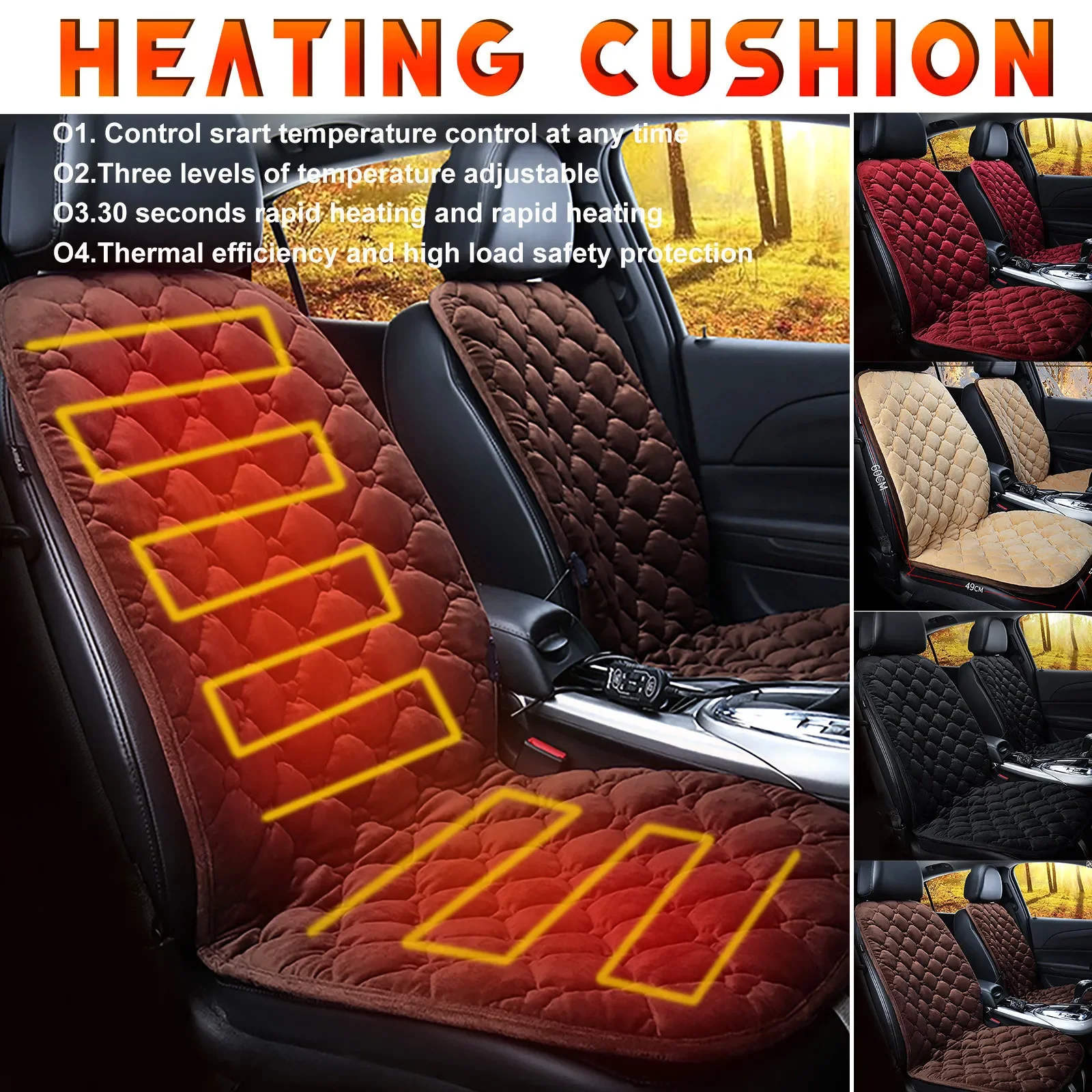 

Car Seat Pad Cushion Cover Heating Heater Warm Heated Cold Winter Car Accessories Interior Decoration Dropshipping