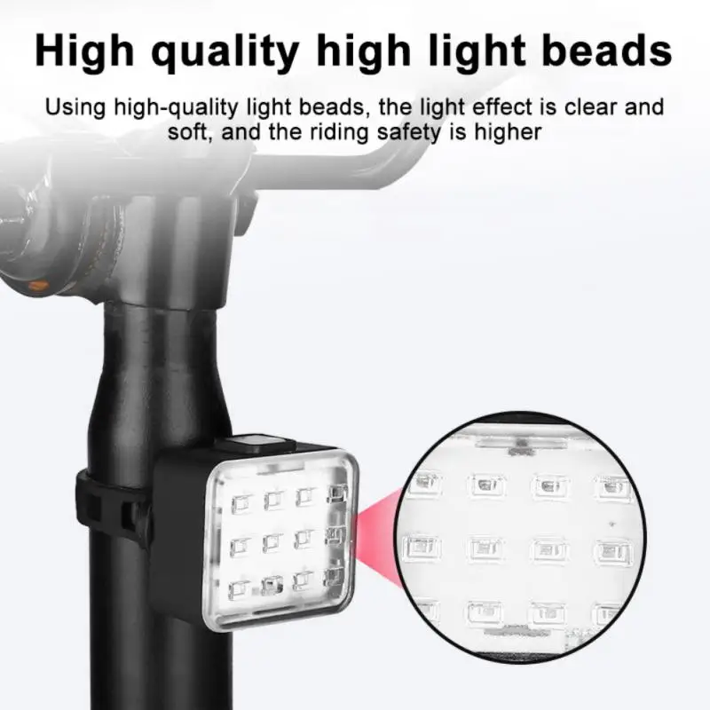 

100 Lumen Bicycle Lamp Soft 7 Lighting Mode One-key Push Switch Mountain Bike Riding Tail Light Usb Direct Charge Waterproof