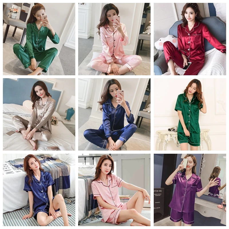 2023 Women's Leisure wear silk satin pajamas pajamas women two-piece women's leisurewear plus-size