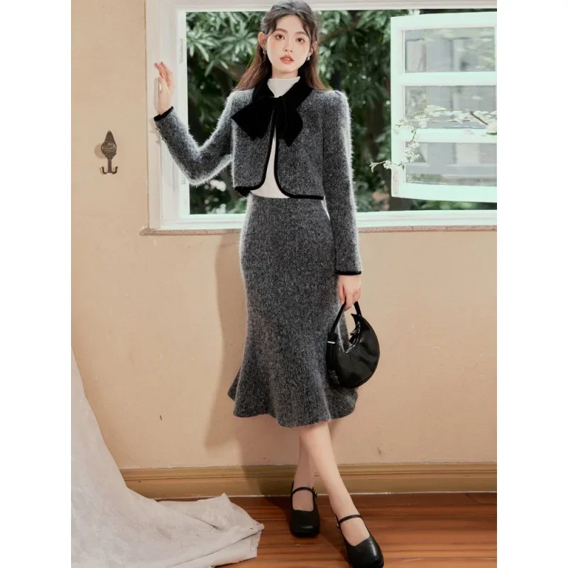 Комплект женской одежды во французском твидовом стиле новинка 2023 года винтажное