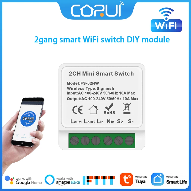 

Умный мини-переключатель CoRui с поддержкой Wi-Fi и управлением через приложение