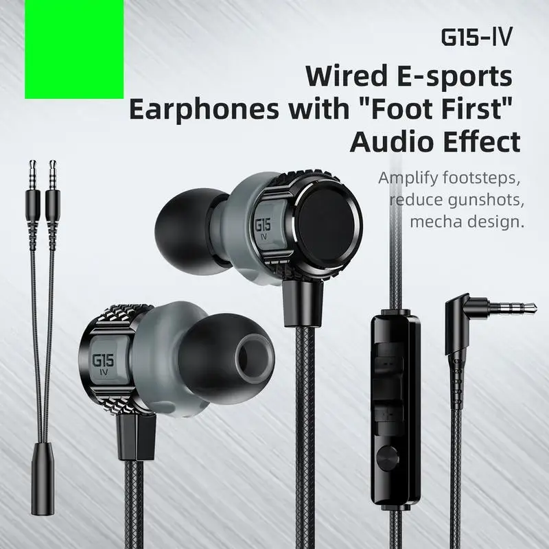 

G15 Wired Headphones 3.5mm In-Ear E sports earphones Lightweight Ear Buds Wired With Microphone for mobile phone laptop PC