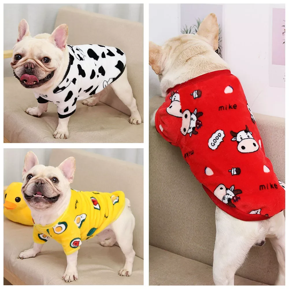 

2023NEW Cute Print Small Dog Hoodie Coat Winter Warm Pet Clothes for French Bulldog Sweatshirt Shi-Tzu Puppy Dog Cat Pet JacketC