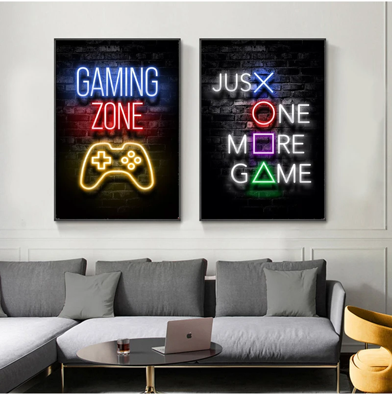 

Gaming Zone Funny Game Quote Canvas Poster Wall Art Prints Painting Kids Boys Gamer Room Picture Arcade Hall Playroom Decoration