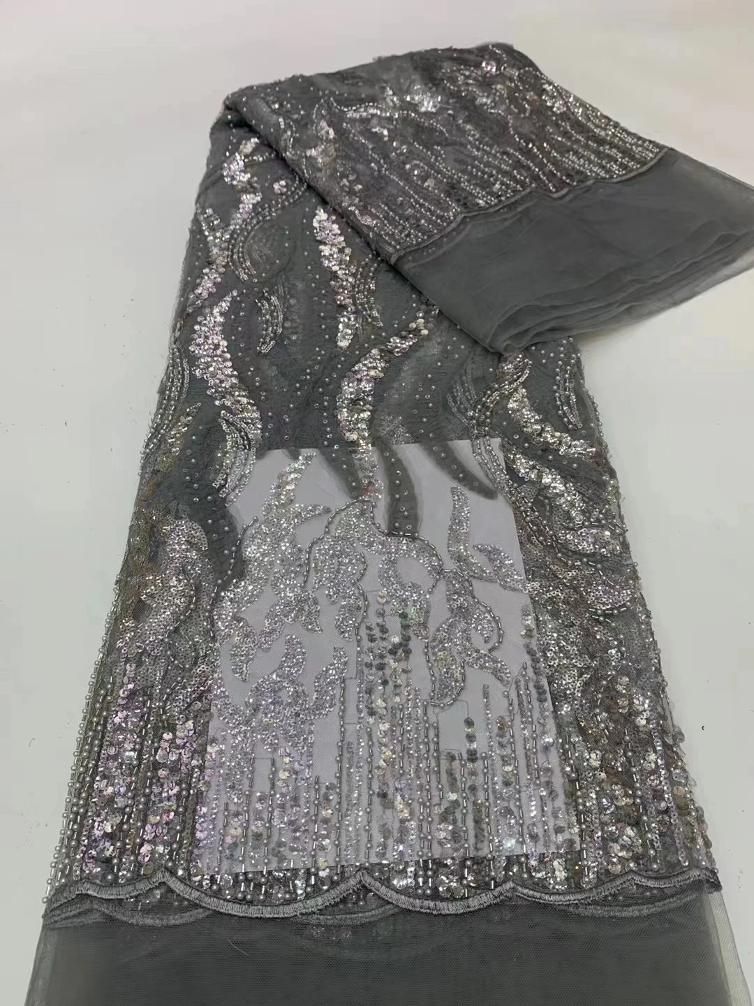 Новое популярное кружево с вышивкой из маленьких блесток Европейское роскошное