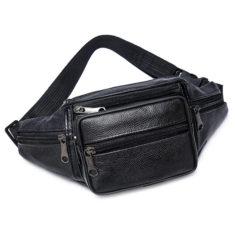 

Fashion Shoulder For Pack Bag Belt Waist Men Small Leather Male Fanny Bag Genuine Men's Bags Waist Pack Luxury Leather