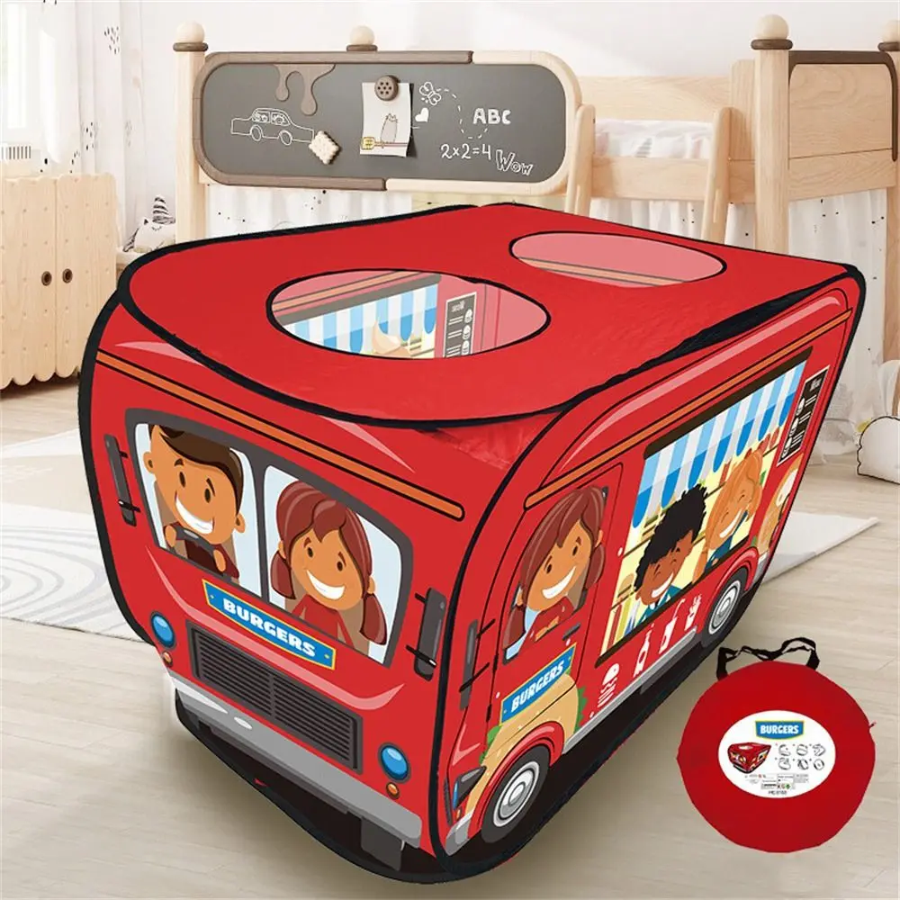 Girl Boy Gift Foldable Car Tent House Fire Truck Popup Play Toy Icecream Police Bus Game