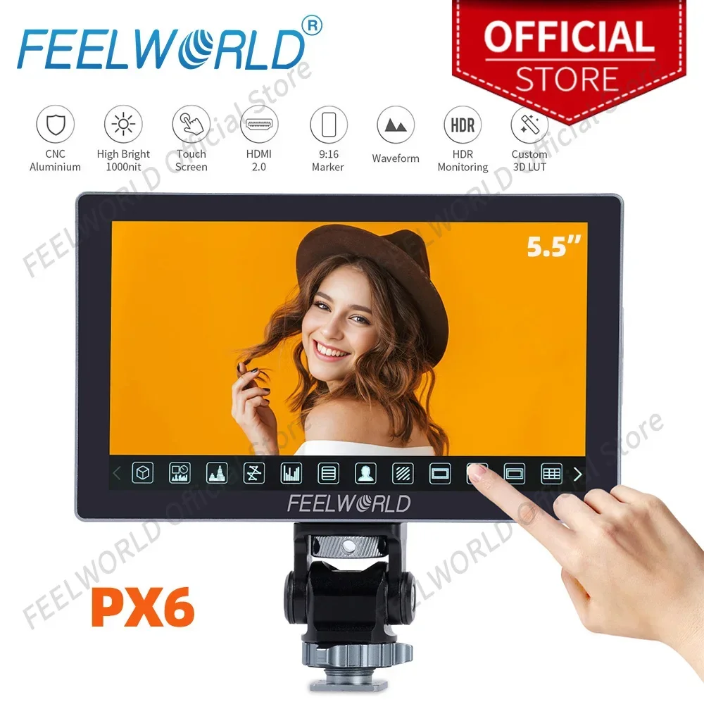 FEELWORLD P6X 5 5-дюймовый полевой монитор для камеры алюминиевый высокая яркость 1000 нит