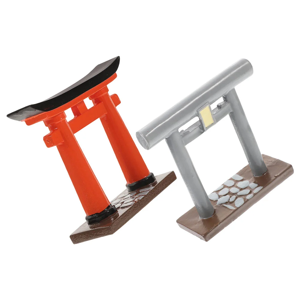 

2 Pcs Japanese Torii Gate Miniature Door Crafts Decor Miniatures Toy Resin The Bird
