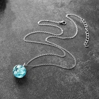 european and american style creative blue sky white cloud necklace jewelry resin time gem transparent spherical pendant