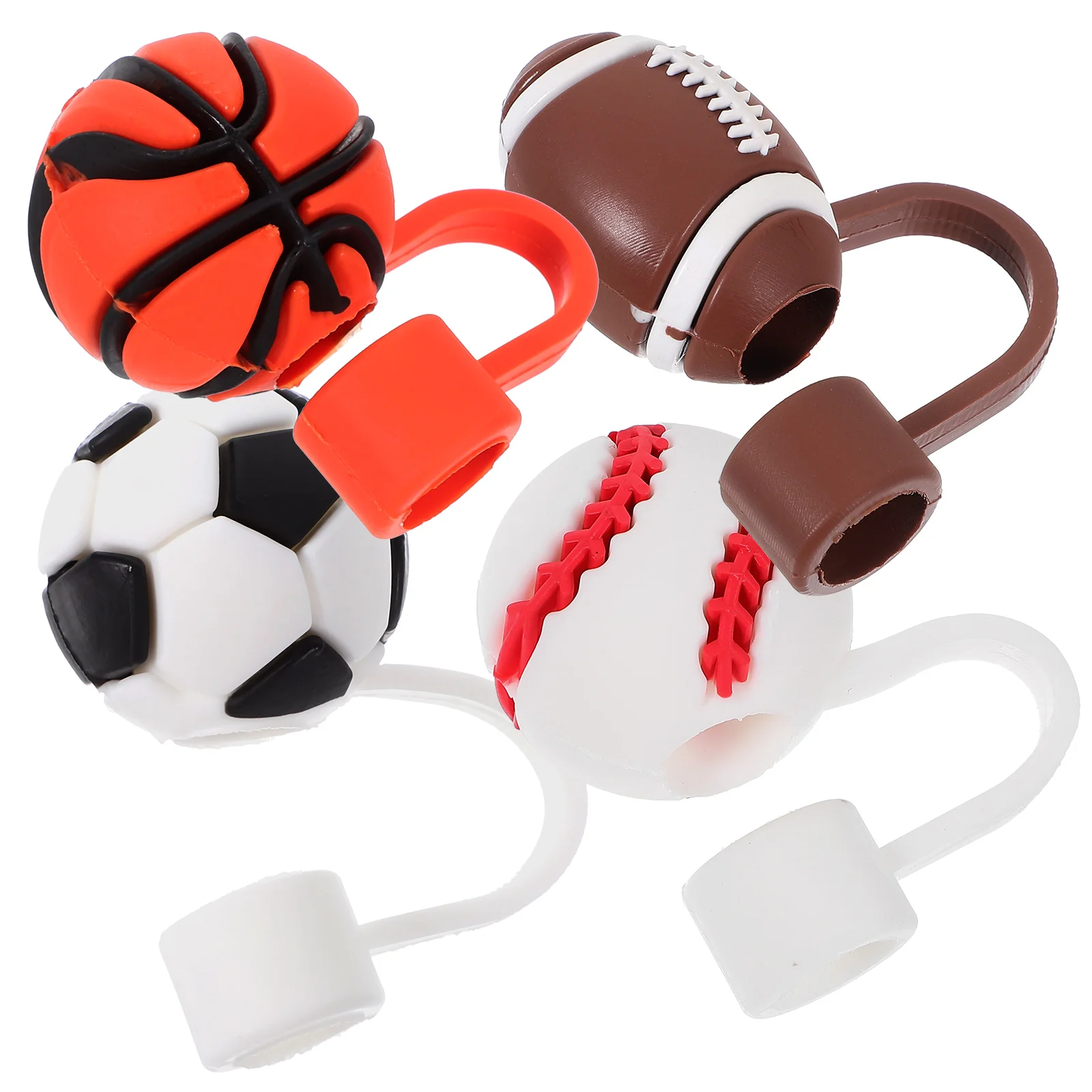 

4 Pcs Baseball Decor Straw Covers Topper Reusable Soft Rubber Drinking Caps Silica Gel Cute Silicone