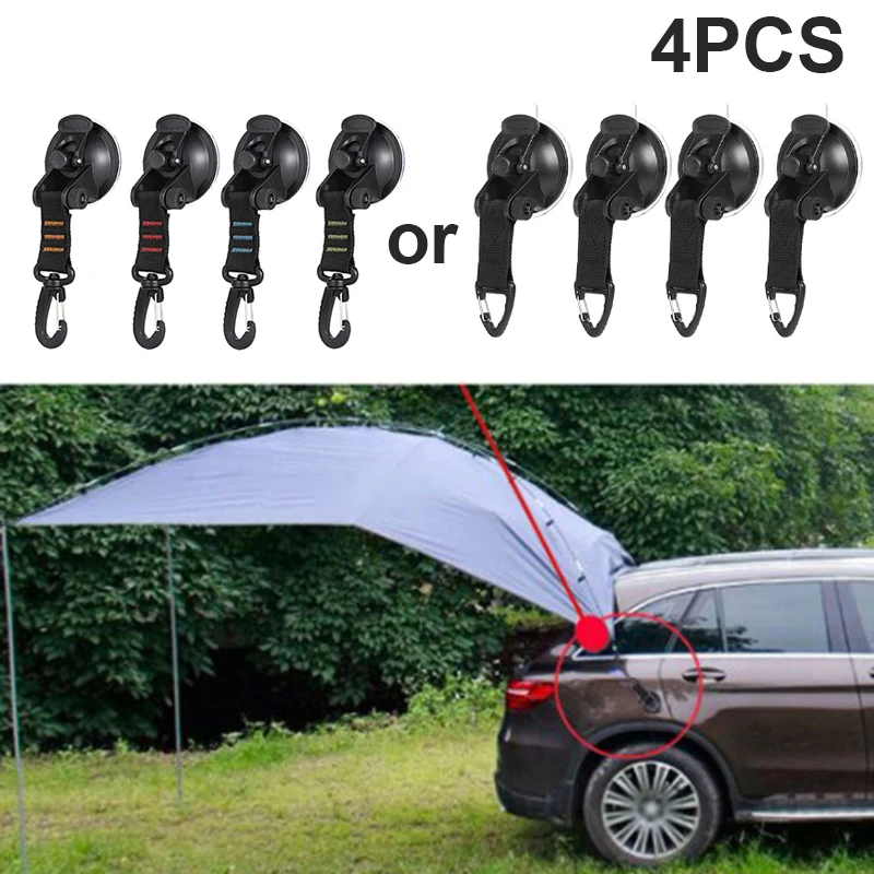 

4Pcs Outdoor Suction Cup Anchor Securing Hook Tie Down Camping Tarp As Car Side