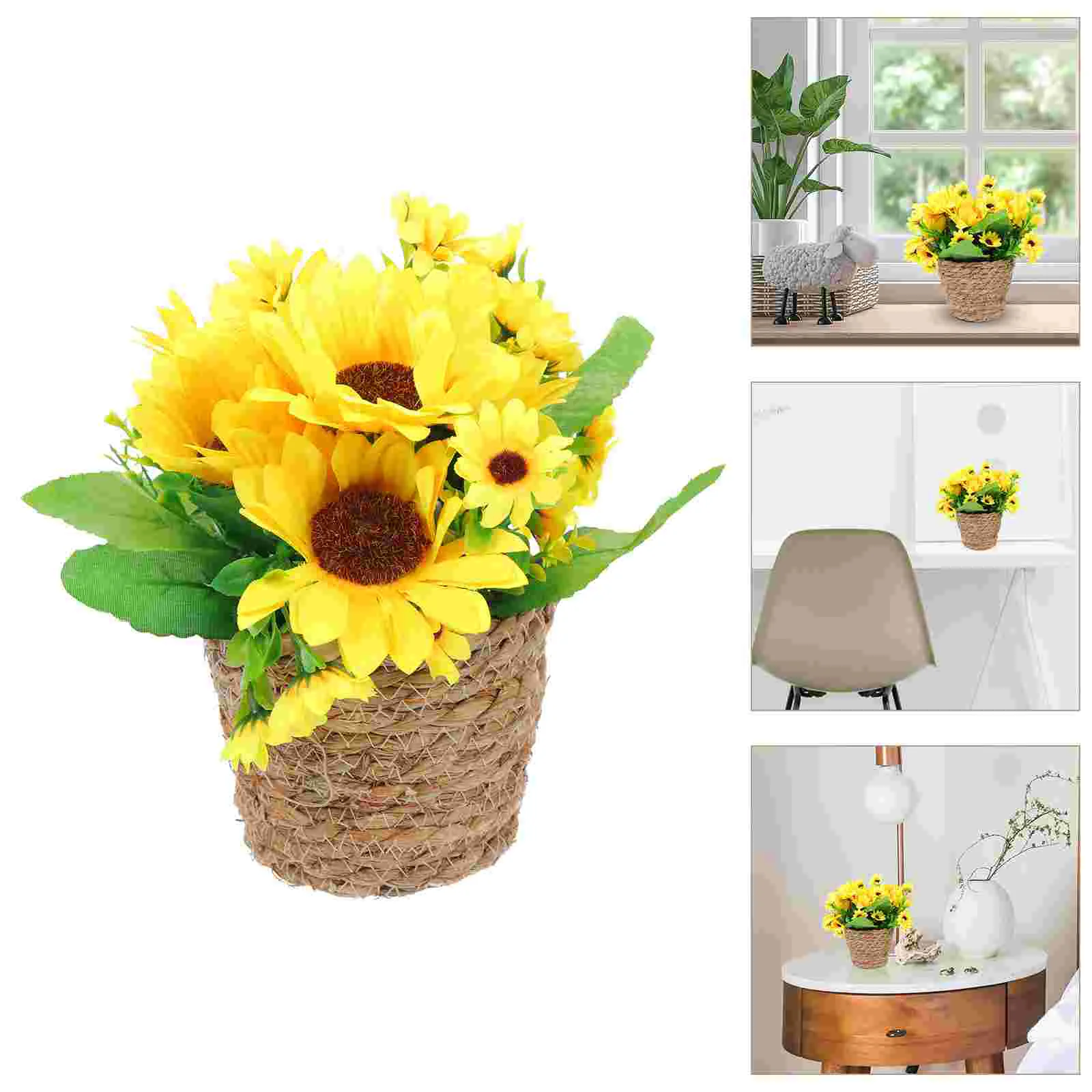 

Artificial Potted Faux Flowers Flower Fake Bonsai Sunflower Vase Ornaments Wisteria Indoor Arrangement Silk Realistic Decor