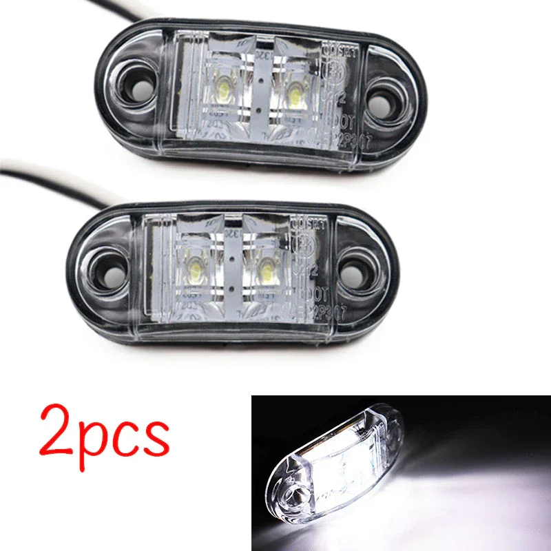 

2Pcs 12V 24V LED Side Marker Lights Car External Lights Warning Tail Light Auto Trailer Truck Lorry Lamps White Car Accessories