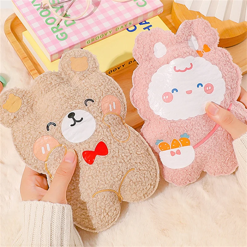 

350ml Mini Bear Plush Hot Water Bottle Water Filling Warm Water Bag Explosion-proof Safe Portable Student Hand Warming Winter