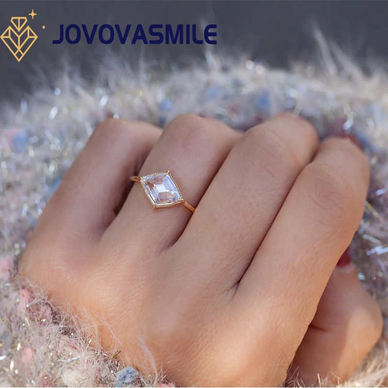 

JOVOVASMILE Gra Certified Moissanite Rings 2.5carat Rhombus Cut 18k Gold Bague Femme Luxe Wedding Gift For Women