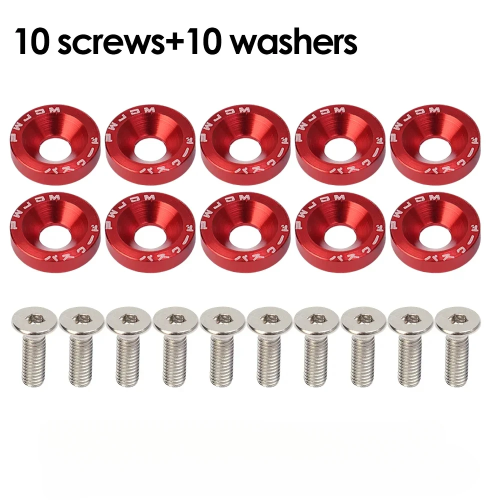 

Набор болтов M6 JDM, шайбы для крыльев, модификация автомобиля, прокладка, винт, бампер крыла, двигатель, алюминиевые вогнутые винты, шестигранный крепеж для Honda