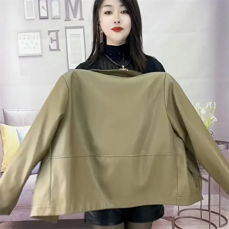 2025 взрывная куртка из искусственной кожи женская весенне-осенняя новая короткая