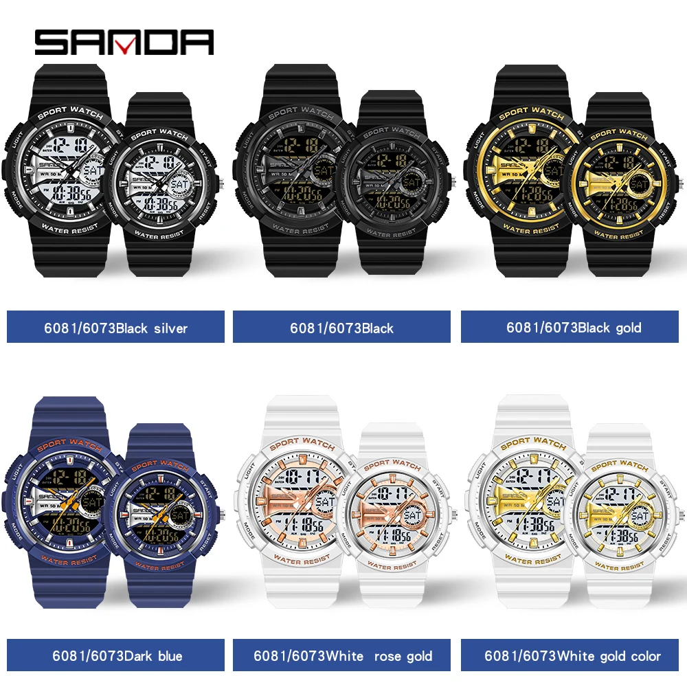 SANDA Couples' Watch Waterproof Top Essentials Fashion Men'S And Women'S Watches Electronic 17 Years Old Sex Men Wristwatch 2022