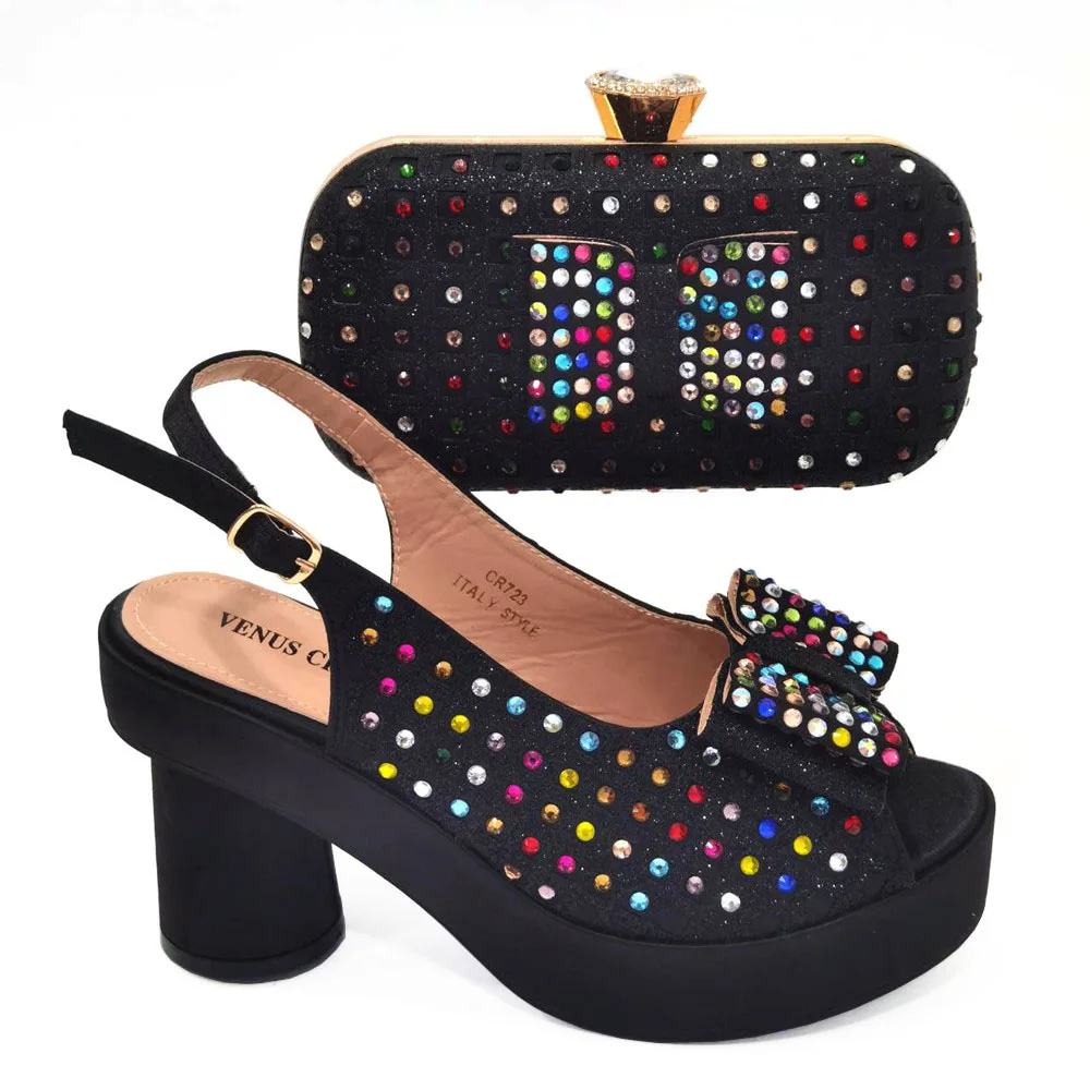 

Doershow, модная женская модель в итальянском стиле, пурпурная Итальянская обувь с подходящей сумкой, украшенной камнями! SFG1-23