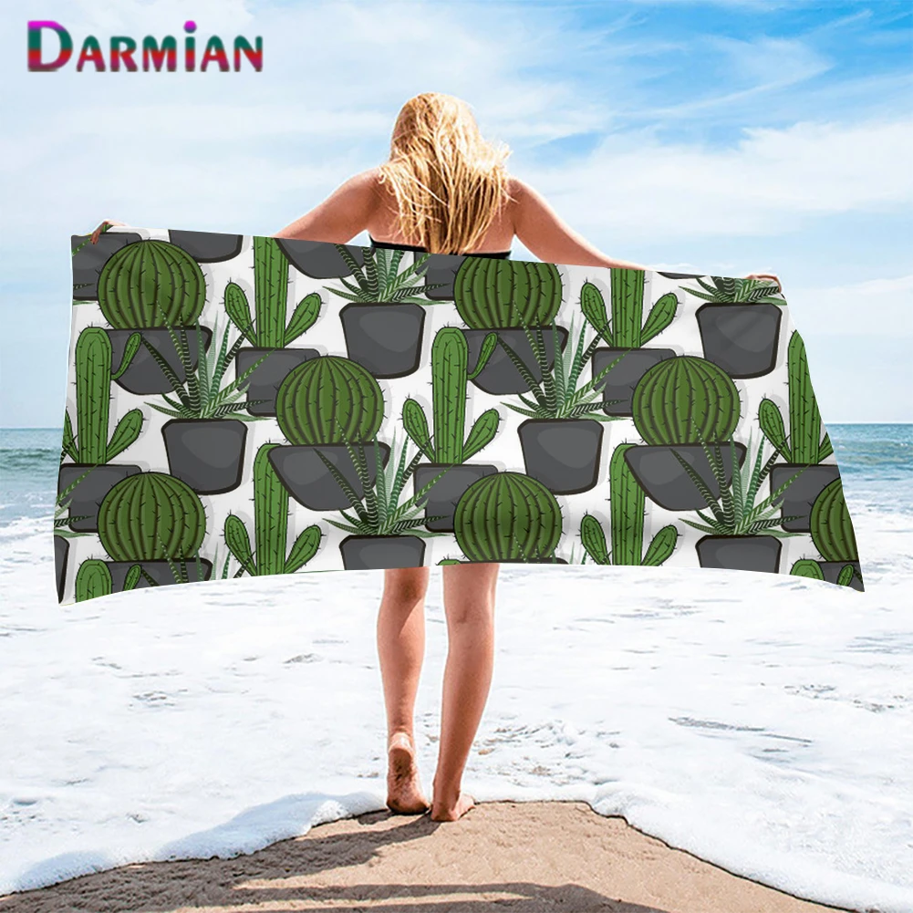

Летнее зеленое супермягкое банное полотенце DARMIAN с рисунком кактуса для детей и взрослых, быстросохнущее легкое полотенце s, Новинка