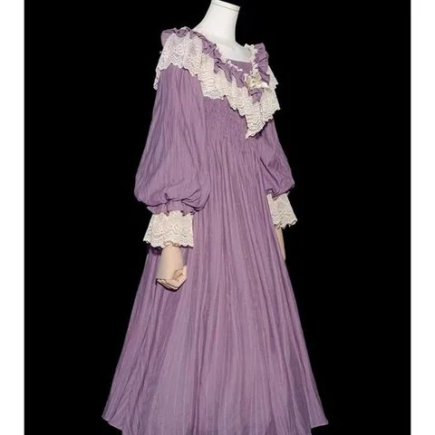 Платье Nicemix фиолетовое кружевное