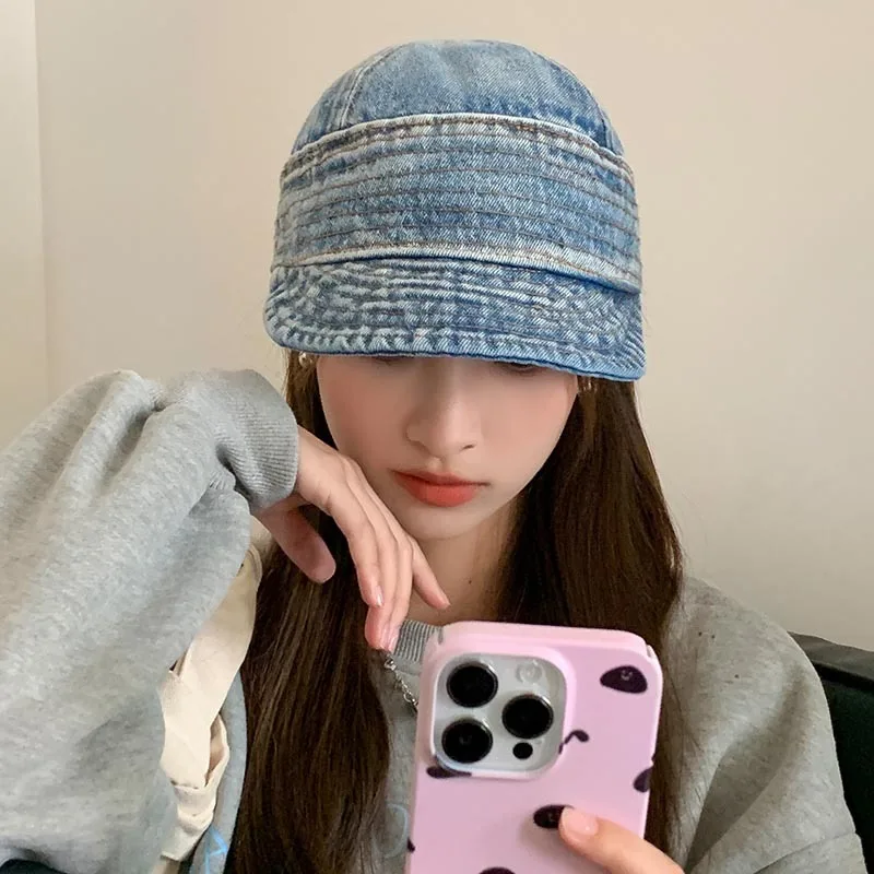 

Новинка 2023, японская ковбойская Рыбацкая шляпа, Женская стирка, Модная Складная Ретро шляпа от солнца с маленькими короткими полями и лицом