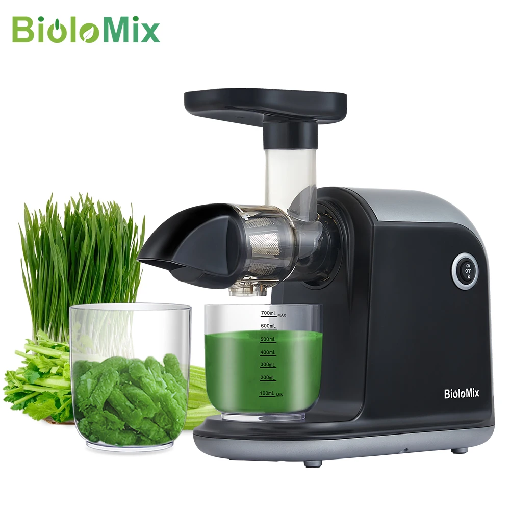 BioloMix BPA FREE Slow Masticating Auger Juicer Fruit and Vegetable Low Speed Juice Extractor Compact Cold Press Juicer Machine