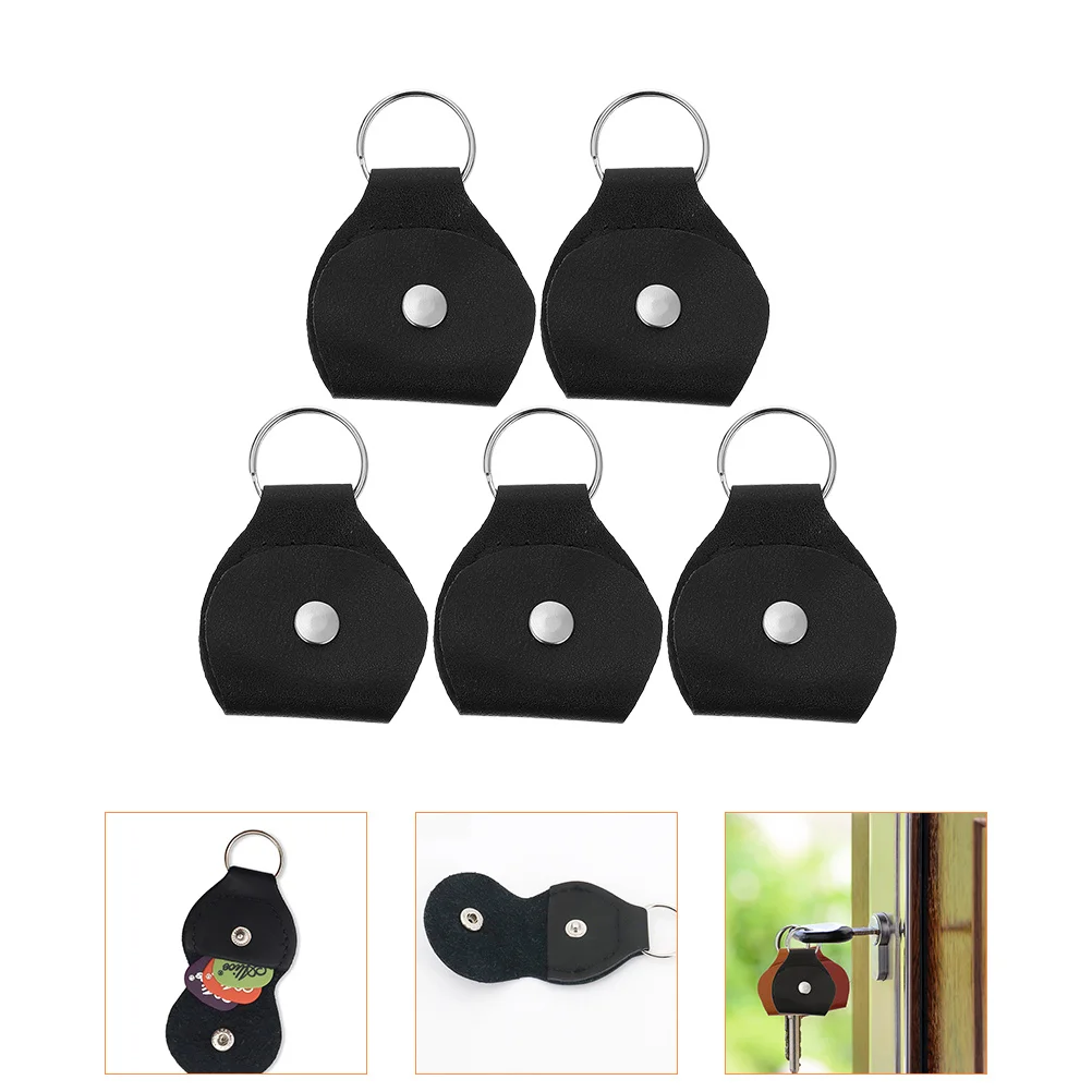 

5 Pcs Pick Bag Guitar Plectrums Case Picks Amp Display Key Chain Metal Tins Lids Storage Pouch Box Electric Holder