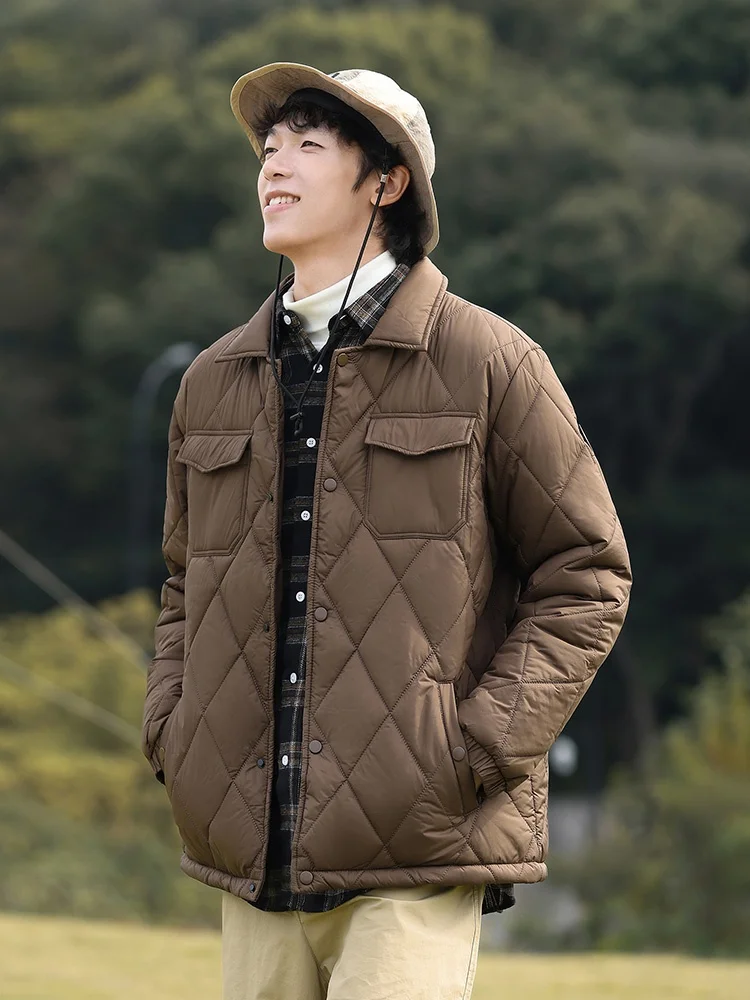 Стеганая куртка с ромбами мужские осенние и зимние повседневные свободные