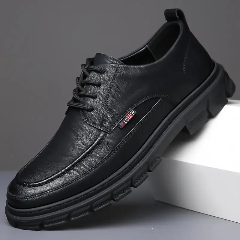 

Мужские кожаные ботинки на мягкой подошве, черные повседневные ботинки мартинсы в британском стиле, официальная деловая обувь для свадьбы, Новинка осени 2023