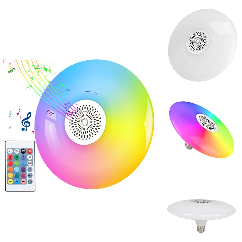 

High Power Music Flying Saucer Lamp Wireless Remote Control With Audio RGB Colorful Bluetooth Sound Light E27
